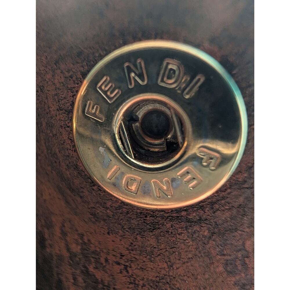 Fendi Shoulder Tote Brown Coated Canvas Distressed Finish Stabilized Vintage - Picture 6 of 14